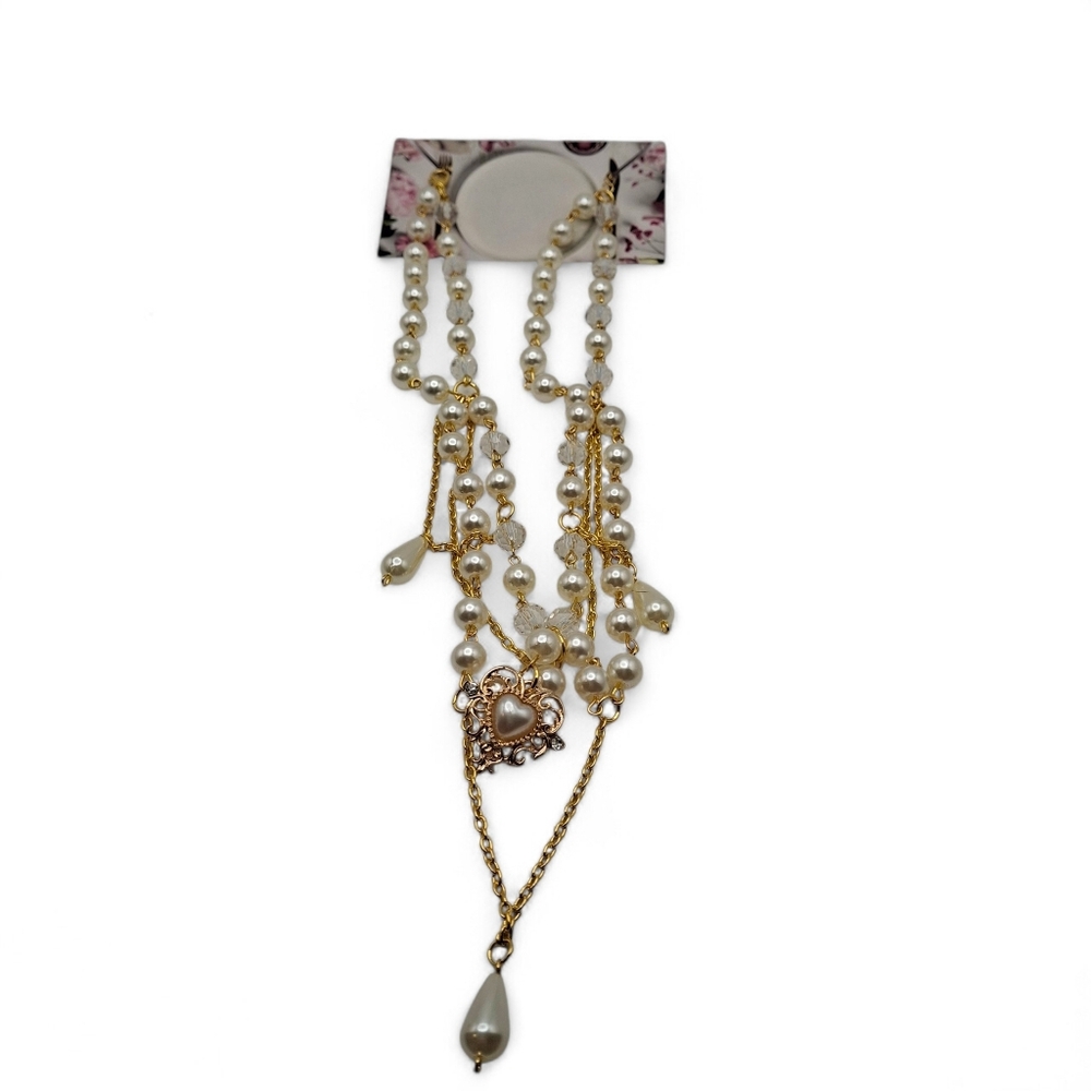 NWT Artificial Pearl Tassel Necklace - Picture 7 of 8